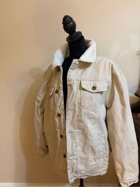 Brooklyn Cloth Men's Cream Sherpa-Lined Trucker Jacket